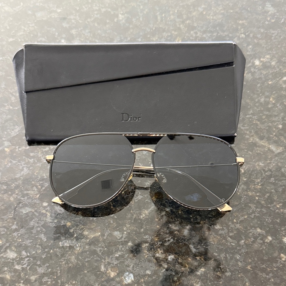 Dior Gold and Black Aviator Sunglasses